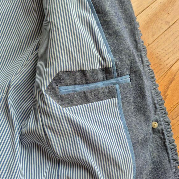 J.Crew REGENT Chambray Blazer Blue Ruffle 10 - Picture 8 of 15
